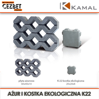 Ekologiczna płyta ażurowa Kamal oraz typ kostki ekologicznej K-22