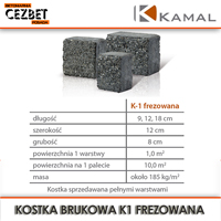 Wymiary kostki brukowej frezowanej Kamal model K-1