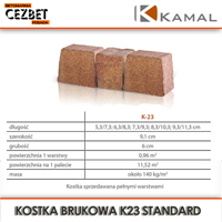 Wymiary kostki brukowej Kamal K23
