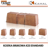 Standardowa kostka brukowa z betonu typu starobruk Kamal K23
