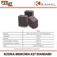 Wymiary kostki brukowej Kamal K27