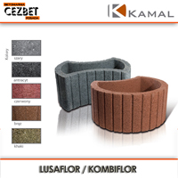 Dostępne kolory gazonów dekoracyjnych lusaflor i kombiflor Kamal