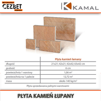 Wymiary płyty ozdobnej typu kamień łupany Kamal - Cezbet Posada