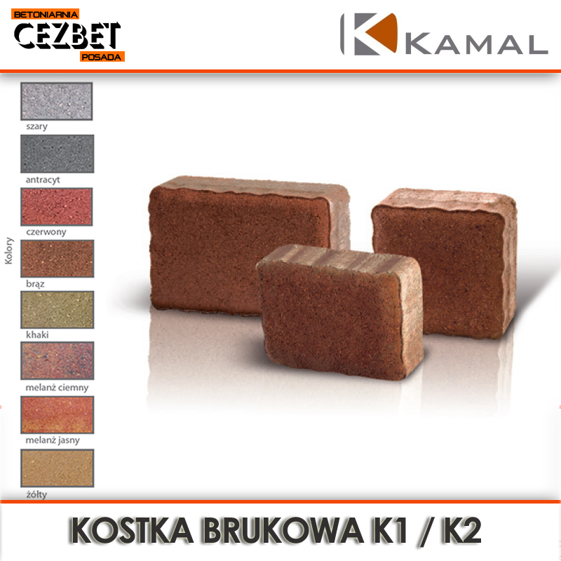Kolory betonowej kostki brukowej Kamal K1 i K2
