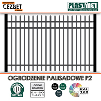 Stalowe ogrodzenie palisadowe wzór P2 - profilowane ocynkowane i powlekane